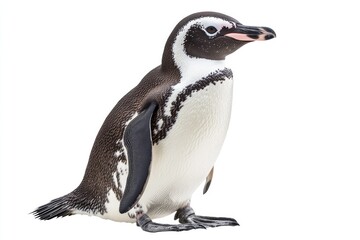 Obraz premium A Single African Penguin Standing on a White Background