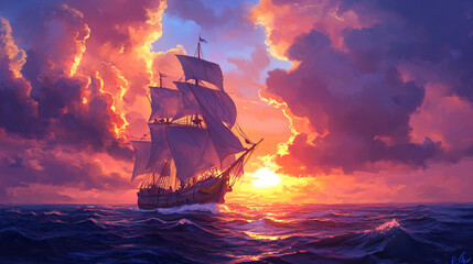 Obraz premium Sunset Sail.