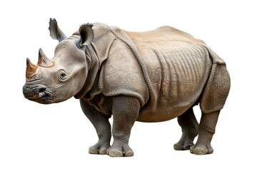 Obraz premium A single adult rhinoceros standing on a white background