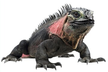 Fototapeta premium Close-up of a Marine Iguana with a Red Neck