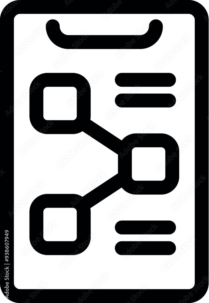 Poster visual representation of data analysis, featuring connected nodes on a clipboard, symbolizing the pr
