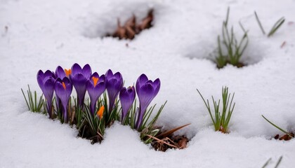  Blooming Hope  A single purple crocus in the snow