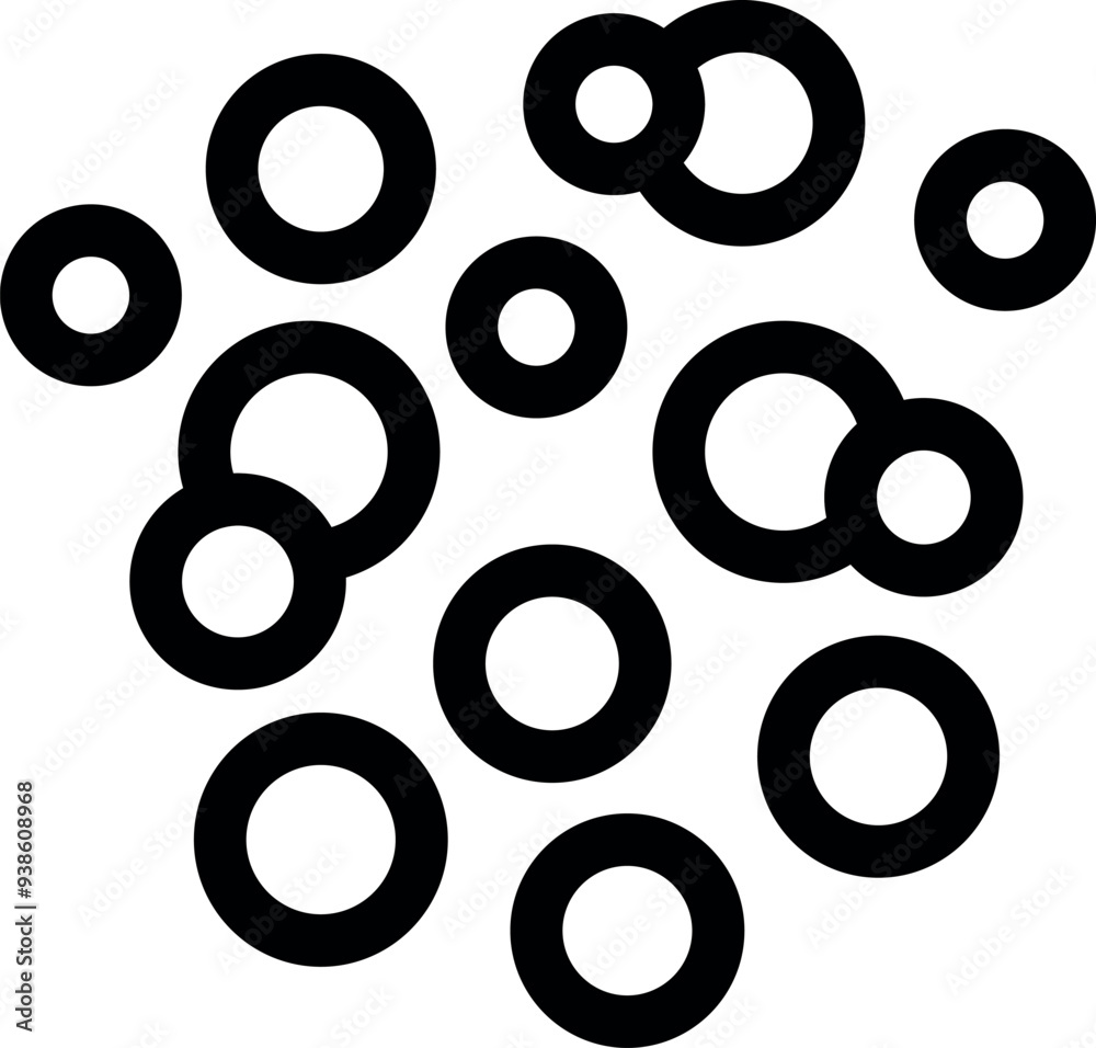 Poster this minimalist vector illustration features a dynamic composition of overlapping circles, creating 