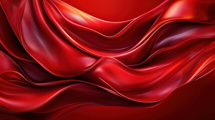 Obraz premium Elegant red fabric waves creating a rich, luxurious texture. Ideal for backgrounds, designs, and artistic projects.