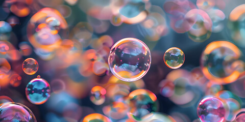 Vivid rainbow reflection in soap bubbles 