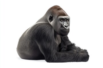 Obraz premium A Close-up of a Young Gorilla Lying Down, Looking Off to the Side