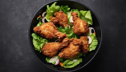 Fototapeta premium Crispy Fried Chicken and Fresh Salad