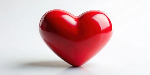 Fototapeta premium Red heart symbolizing love and passion on a white background, love, heart, romance, affection, Valentines Day, symbol