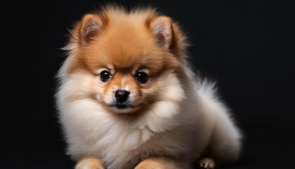  Adorable Pomeranian puppy with a curious gaze