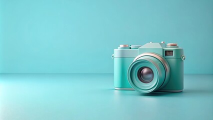 render of a camera on pastel blue background, camera, photography, technology, render, digital, pastel blue