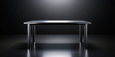 Black glossy table on a dark background, black, glossy, table, furniture, dark, elegant, reflection, modern, minimalist, interior