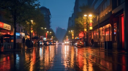 Fototapeta premium Rainy Night City Street