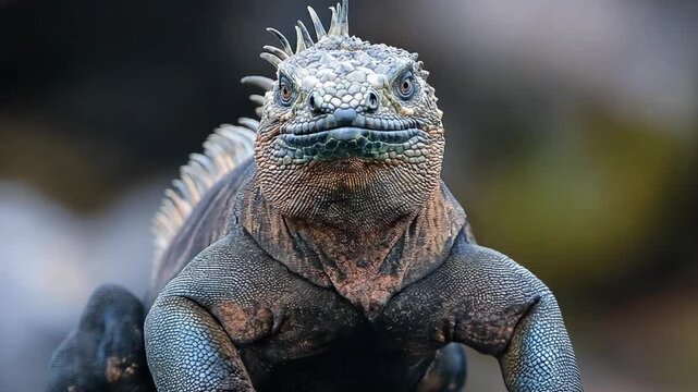 big lizard Marine iguana  in nature coastal  landscape 