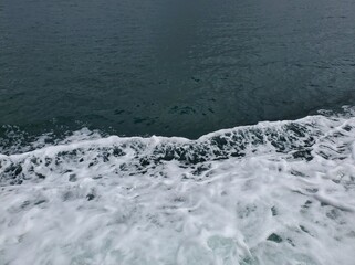 Strong Wake Waves On The Ocean Closeup 