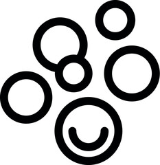 Line art vector icon of a group of bubbles with a smiling face conveying a feeling of togetherness