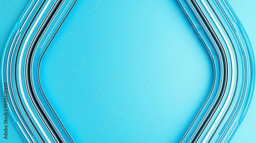 Sticker Abstract Blue and White Curved Lines Background.