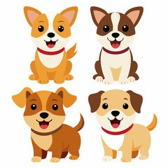 cute puppy set vector dog cartoon vector