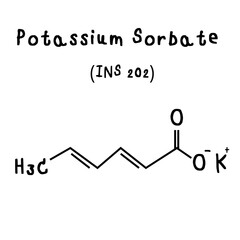 chemical structure of potassium sorbate illustration