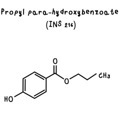 chemical structure of Propyl para-hydroxybenzoate illustration