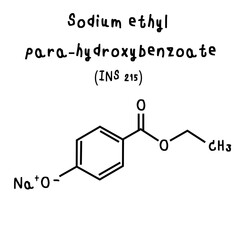 chemical structure of Sodium ethyl -para-hydroxybenzoate illustration