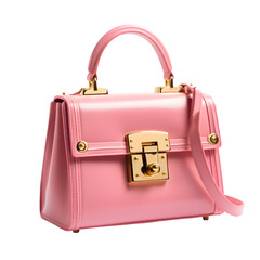 Elegant Pink Handbag with Gold Accents, Generative AI