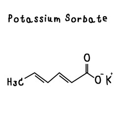 chemical structure of potassium sorbate illustration