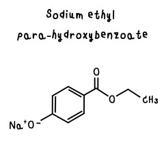 chemical structure of Sodium ethyl -para-hydroxybenzoate illustration