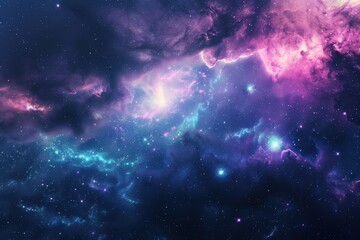 Naklejka premium Cosmic Nebula with Stars and Dusty Clouds