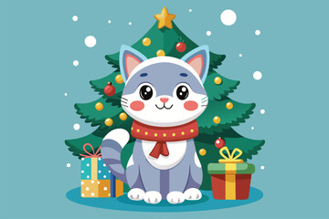 Best  cute cat is celebrating Christmas day  Art Illustrations vector eps