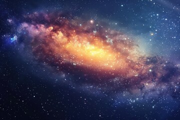 Obraz premium A vibrant nebula swirling in the vast cosmic expanse, illuminated by distant stars.