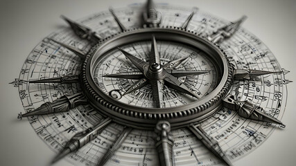 old compass on old map