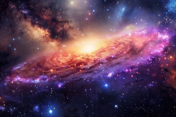 Fototapeta premium A Spiral Galaxy with Stars and Nebulas in Deep Space