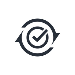 Completed process. Done. Implemented.Vector linear icon isolated on white background.