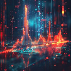 Obraz premium Price plummet, holographic business impact, futuristic financial crisis,