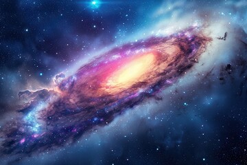 Obraz premium A Vibrant Spiral Galaxy Amidst a Starry Sky
