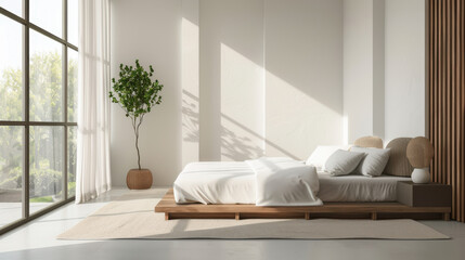 Minimalist bedroom with a tidy look and beautiful, natural light