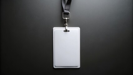 Blank ID badge mock up with a dark background, ID badge, blank, mock up, dark, background, security, identification, template