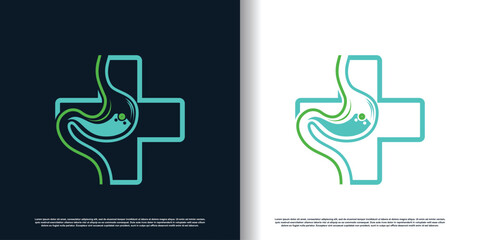 Stomach logo design with creative concept premium vector