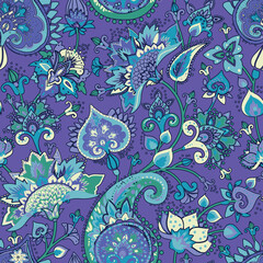 Paisley Garden. Vntage Seamless pattern in oriental style with decorative elements in paisley style.	