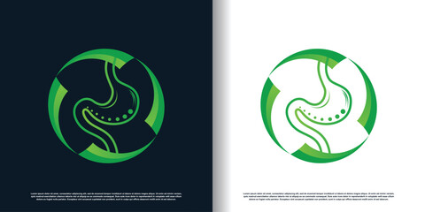 Stomach logo design with creative concept premium vector
