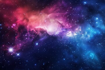 Naklejka premium Cosmic Nebula with Scattered Stars and Glowing Gas Clouds