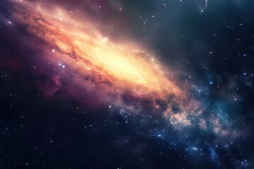 Fototapeta premium A celestial spiral galaxy with vibrant colors and scattered stars in a dark night sky