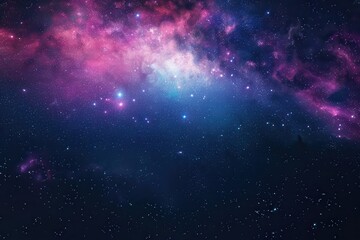 Naklejka premium A vibrant pink and blue nebula with scattered stars