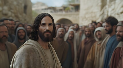 Fototapeta premium The life and teachings of Jesus Christม Glory to Jesus Christ The Omega and the Alpha The Life and the Truth, the Start and the Finish.
