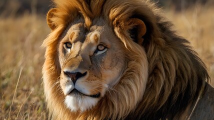 Fototapeta premium Standing tall in the grassy field, I am the king of the savannah. My powerful presence demands respect