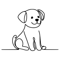 one line drawing cute dog animal vector illustration template design