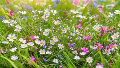 Fototapeta premium Vibrant wildflowers in a lush meadow a symbol of natures beauty