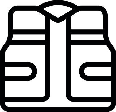 recommend clip art: Simple and recognizable bulletproof vest with collar and zipper, providing safety and protection