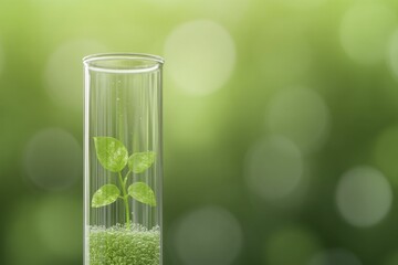 A small plant in a test tube symbolizes growth and innovation in biotechnology
