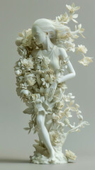 Woman with Flowers Sculpture for Breast Cancer Awareness and Survival
